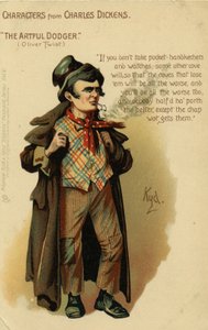 Karakterer fra Charles Dickens - The Artful Dodger fra Oliver Twist, postkort, ca. 1903